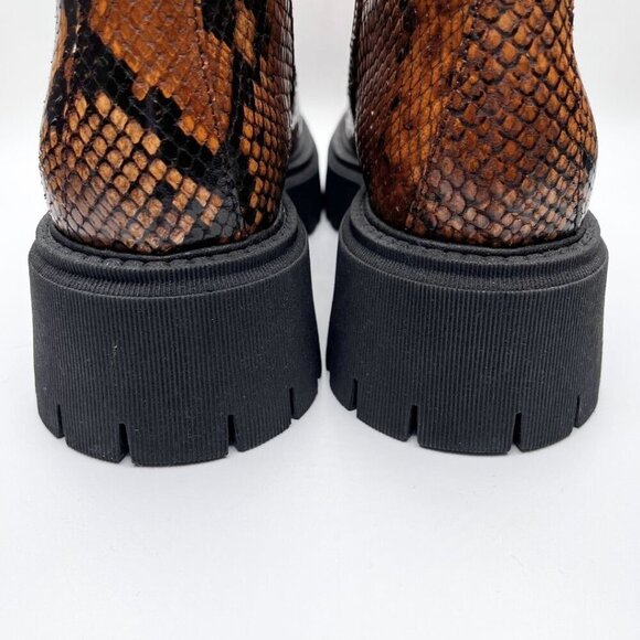 NWOT FREE PEOPLE MADISON BROWN SNAKESKIN PLATFORM LOAFER BOOTS - 37 (7) - Picture 12 of 13